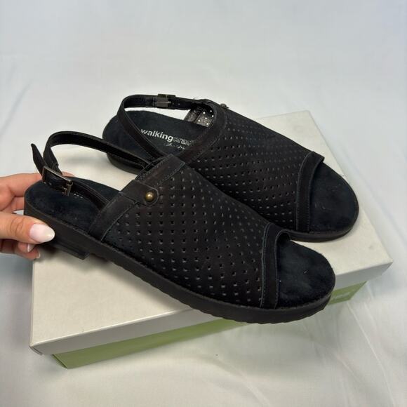 Walking Cradles Women’s Juliette Slingback Sandals Black Suede Size 8 - Picture 1 of 7